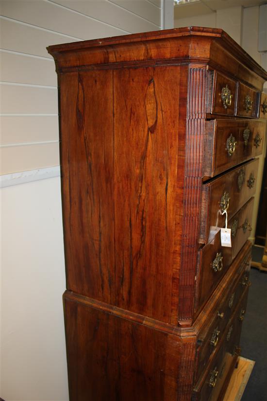 An 18th century walnut and featherbanded chest on chest, W.3ft 6in.